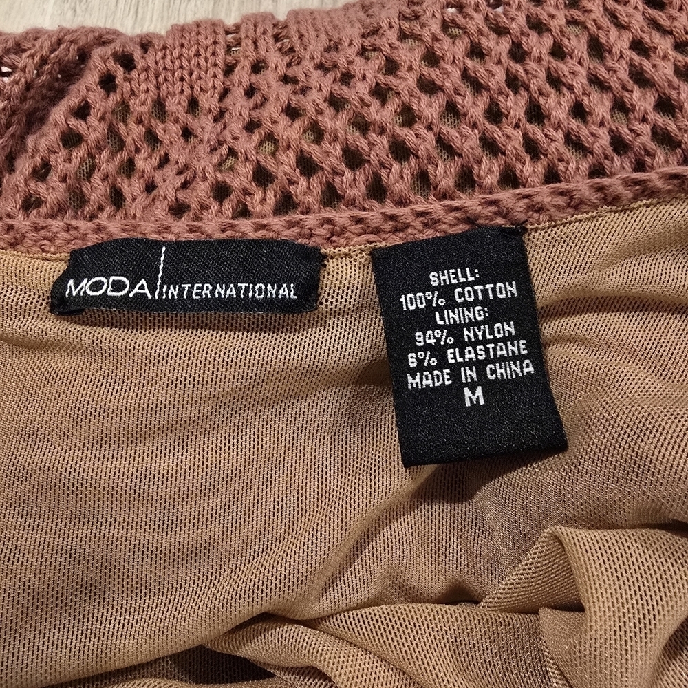 Women's Moda International Vintage Cotton Crochet Dress Rust Medium. - Picture 12 of 15